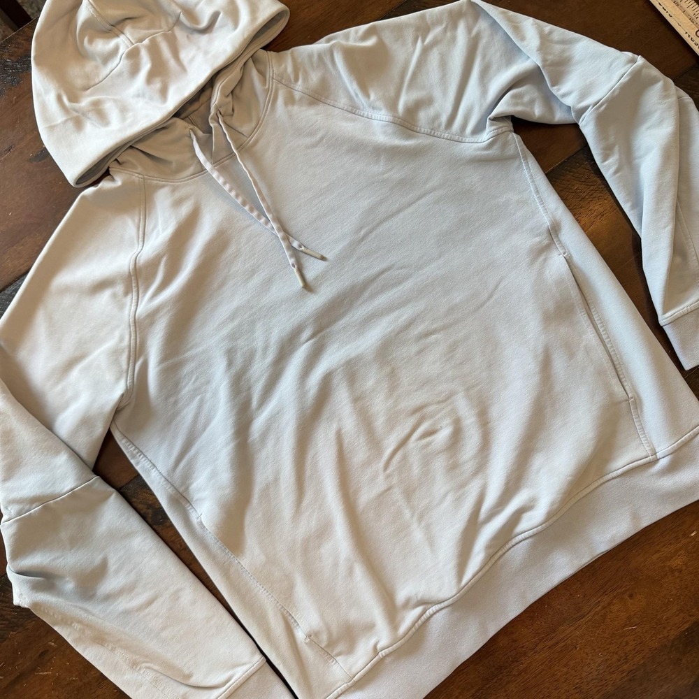 Lululemon Hoodie Mens Medium Light Blue Pullover Kangaroo Pocket Logo Stretch